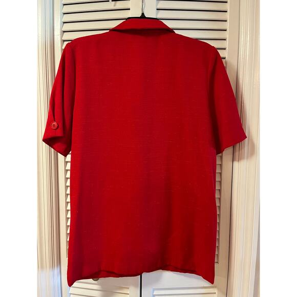 Vintage Briggs 90s Short Sleeve Red V Neck 2 Button Blazer Sz10 - Picture 9 of 12